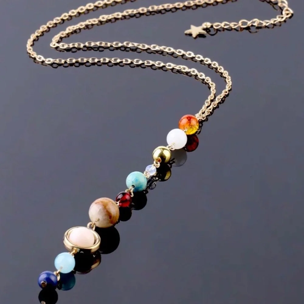 Solar System Aligned Planet/Star Science Necklace